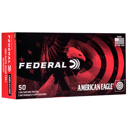 American Eagle 380 ACP 95 Grain Full Metal Jacket 50 Rounds