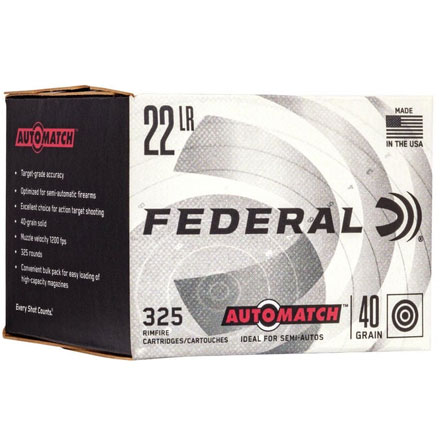 22 LR (Long Rifle) Auto Match 40 Grain 325 Rounds