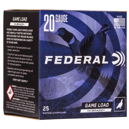 20 Gauge 2-3/4 1 Oz Game-Shok Heavy Field Hi Brass #7.5 Shot 25 Rounds