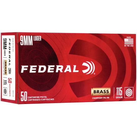 Federal Champion 9mm Luger 115 Grain Full Metal Jacket 50 Rounds