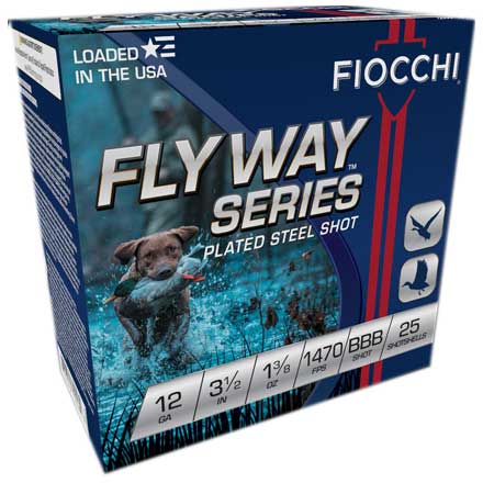 Fiocchi 12 Gauge 3 1/2" 1 3/8oz  Flyway Steel waterfowl  Shot Size #BBB 25 Rounds