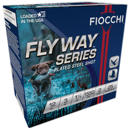 Fiocchi 12 Gauge 3" 1 1/5oz 1550 fps Flyway Steel waterfowl  Shot Size #2 25 Rounds