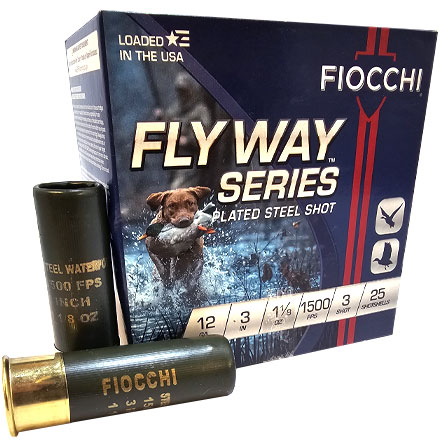 Fiocchi Flyway Waterfowl 12 Gauge 3 Inch 1 1/8 Ounce #3 Steel Shot 25 Rounds