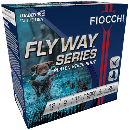 Fiocchi  Flyway Waterfowl 12 Gauge 3 Inch 1 1/8 Ounce #4 Steel Shot 25 Rounds