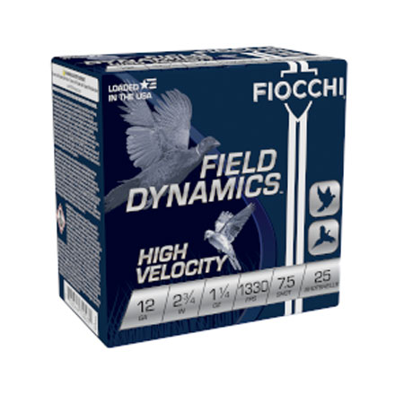 Fiocchi 12 Gauge 2 3/4" 1 1/4oz #7.5 Hi Velocity Lead Hunting  25 Rounds 1330 fps