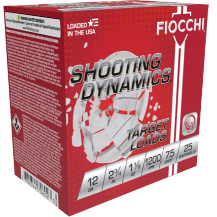 Fiocchi Shooting Dynamics 12 Gauge 2-3/4" 1-1/8oz  #7.5 Shot 25 Rounds 1200fps