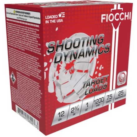 Fiocchi Shooting Dynamics 12 Gauge 2-3/4" 1oz  #7.5 Shot 25 Rounds 1200fps