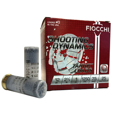 Fiocchi Shooting Dynamics 12 Gauge 2-3/4" 1oz  #7.5 Shot 25 Rounds 1250fps