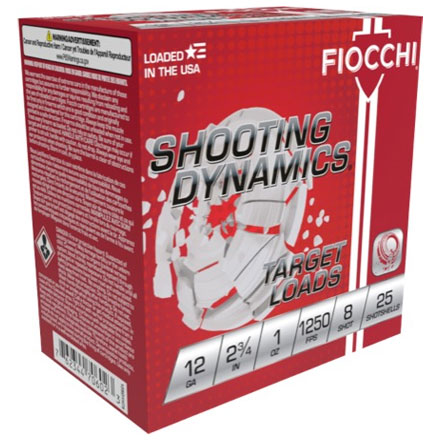 Fiocchi Shooting Dynamics 12 Gauge 2-3/4" 1oz  #8 Shot 25 Rounds 1250fps