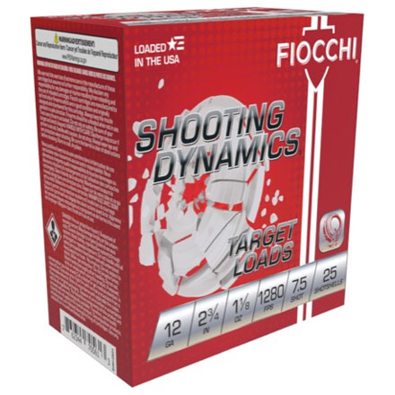Fiocchi Shooting Dynamics 12 Gauge 2-3/4" 1-1/8oz  #7.5 Shot 25 Rounds 1280fps