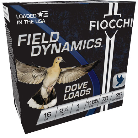 Fiocchi 16 Gauge 2 3/4" 1oz #7.5 Dove & Quail 25 Rounds 1,165 fps