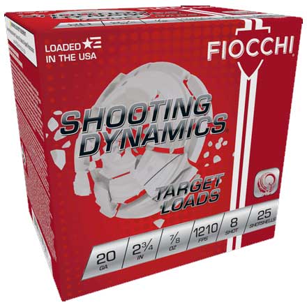 Fiocchi Shooting Dynamics 20 Gauge 2-3/4" 7/8oz  #8 Shot 25 Rounds 1210fps