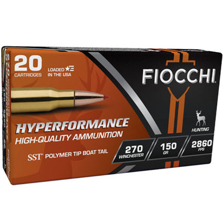 Fiocchi Hyperformance 270 Winchester 150 Grain SST Polymer Tip Boat Tail 20 Rounds