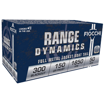 Fiocchi Range Dynamics 300 Blackout 150 Grain Full Metal Jacket Boat Tail 50 Rounds