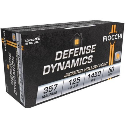 Fiocchi Defense Dynamics 357 Magnum 125 Grain Jacketed Hollow Point  50 Rounds