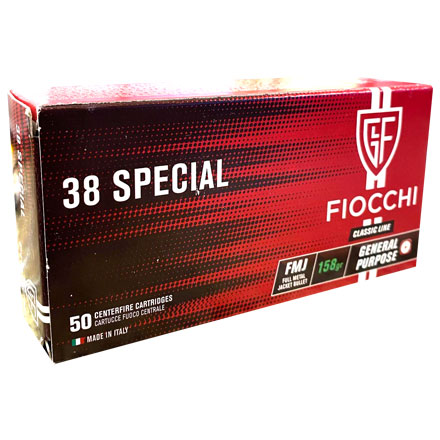 Fiocchi 38 Special 158 Grain Full Metal Jacket 50 Rounds