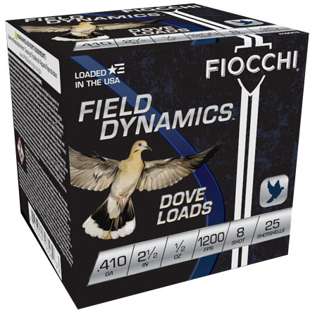 Fiocchi Field Dynamics 410 Gauge 2-1/2" 1/2oz #8 Shot 25 Rounds 1200fps