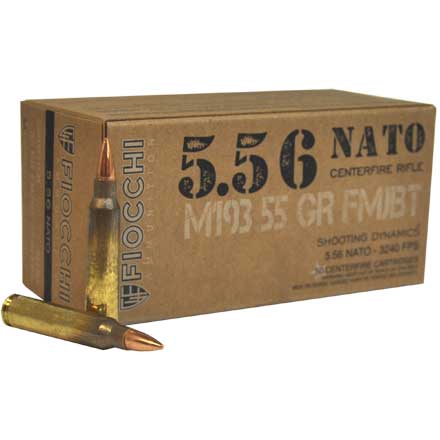 Fiocchi 5.56 NATO 55 Grain Full Metal Jacket Boat Tail 50 Rounds