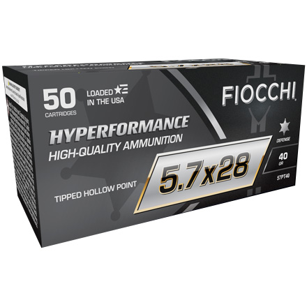 Fiocchi Hyperfomance Defense 5.7x28 40 Grain Tipped Hollow Point 50 Rounds