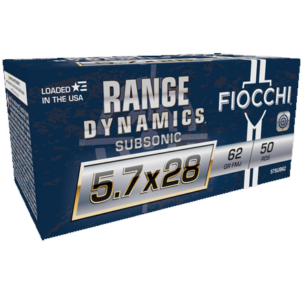 Fiocchi Range Dynamics 5.7x28 Subsonic 62 Grain Full Metal Jacket  50 Rounds