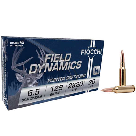 Fiocchi Field Dynamics 6.5 Creedmoor 129 Grain Pointed Ssoft Point 20 Rounds
