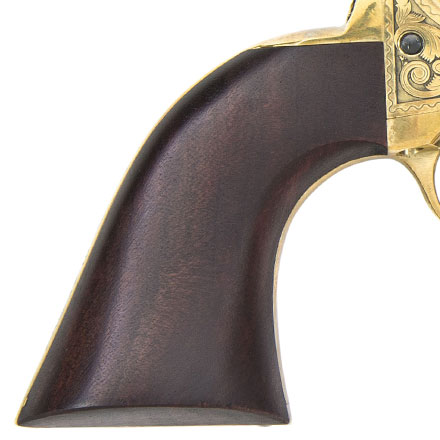 1851 Navy Engraved Black Powder Revolver 44 Caliber Brass Frame Walnut Grip 7.5 Inch Barrel