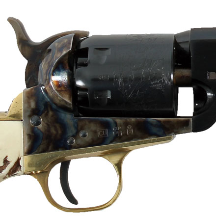 1851 Wildcard Black Powder Revolver 36 Caliber Steel Frame Stag Grips 7.5 Inch Octagonal Barrel