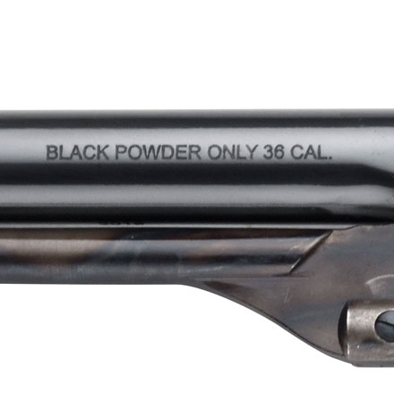 1860 U.S. Marshal Logo 36 Caliber Black Powder Revolver Brass Guard Black Grip 8 Inch Round Barrel