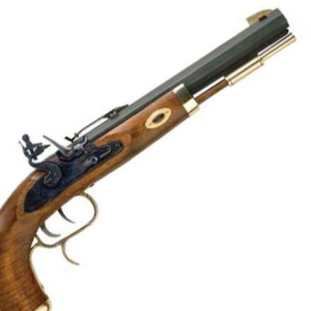 Flintlock Trapper Pistol 50 Caliber 9.75 Inch Blued Octagonal Barrel 1:20 Twist Double Set Triggers