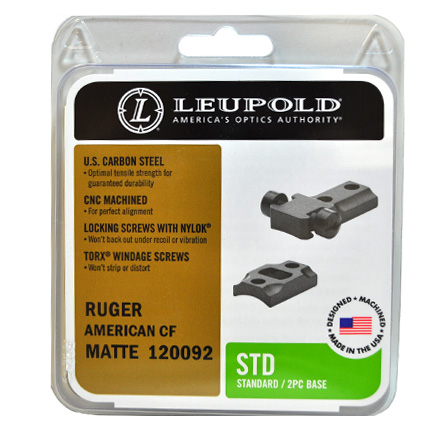 Nouveau Leupold 2 pièces standard Scope base RUGER American Matte 120092