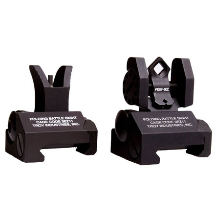 Troy Ind. Micro Flip-Up Battle Sight Set M4-Style Front and Di-Optic Aperture (DOA) Rear AR-15 BLK