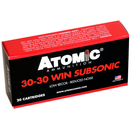 Atomic Ammunition Subsonic 30-30 Winchester 165 Grain Lead Round Nose Flat Point 20 Rounds