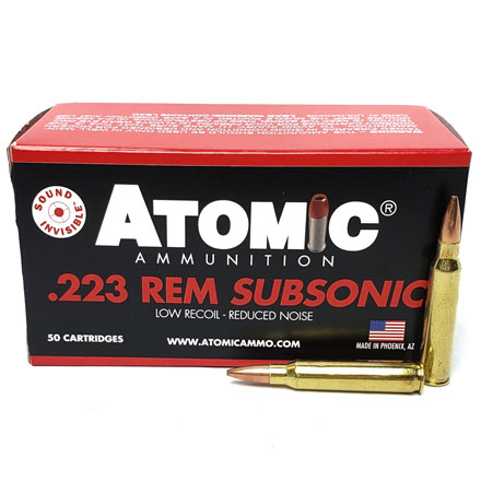 Atomic Ammunition Subsonic 223 Remington 77 Grain Hollow Point Boat Tail 50 Rounds