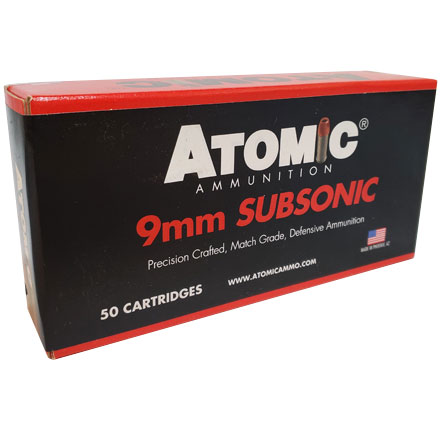 Atomic Ammo 9mm Subsonic  147  Grain Bonded Match HP 50 Count