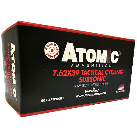 Atomic Ammunition Tactical Cycling Subsonic 7.62x39 220 Grain Hollow Point Boat Tail 50 Rounds