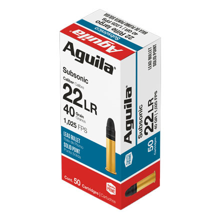 Aguila .22 LR (Long Rifle) Subsonic Solid Point 40 Grain 50 Rounds