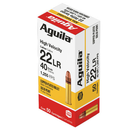 Aguila Super Extra 22 LR High Velocity Copper-Plated Solid Point 40 Grain 50 Rounds 1255 FPS