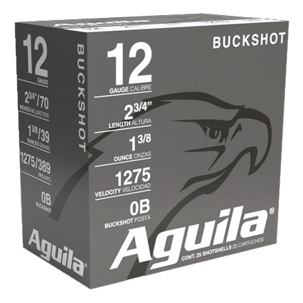 Aguila 12 Gauge 2-3/4" 1-3/8oz #0 Buckshot 25 Rounds