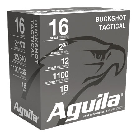 Aguila 16 Gauge 2-3/4" 1 1/8oz 1250 fps #1 Buckshot 25 Rounds
