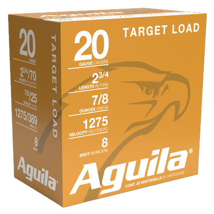 Aguila 20 Gauge 2-3/4" 7/8 oz 1275 fps #8 25 Rounds