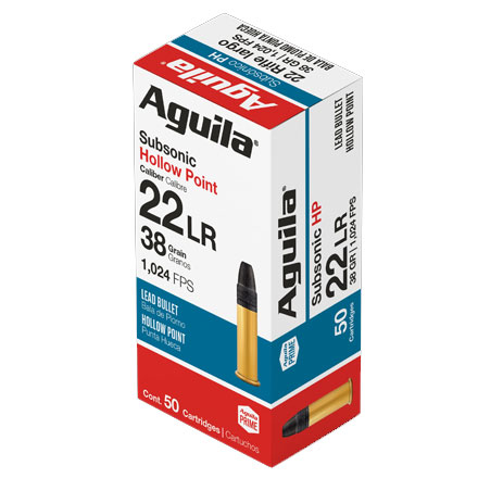 Aguila .22 LR (Long Rifle) 38 Grain Subsonic Hollow Point 50 Rounds