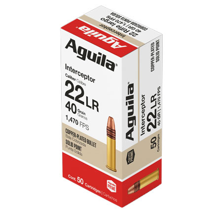 Aguila Interceptor 22 Long Rifle 40 Grain Copper Plated Solid Point 50 Count