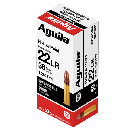 Aguila Super Extra 22 LR Hollow Point High Velocity Copper-Plated  38 Grain 50 Rounds 1280FPS