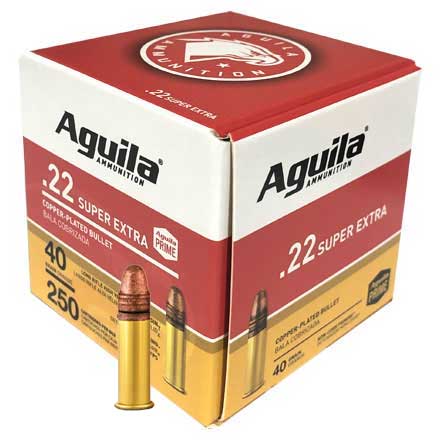 Aguila Super Extra 22 Long Rifle High Velocity 40 Grain Copper-Plated Solid Point 250 Count