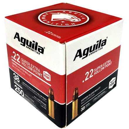 Aguila Super Extra 22 Long Rifle 38 Grain Copper-Plated Hollow Point 250 Count