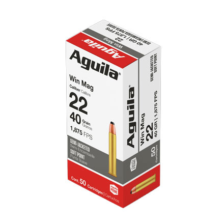 Aguila 22 Winchester Magnum 40 Grain High Velocity Semi-Jacketed Soft Point 50 Rounds