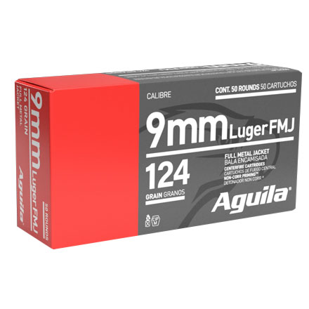 Aguila 9mm Luger Full Metal Jacket 124 Grain 50 Rounds