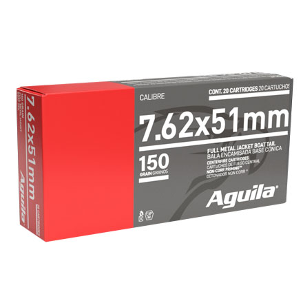 Aguila 7.62 x 51mm 150 Grain Full Metal Jacket Boat Tail 20 Rounds