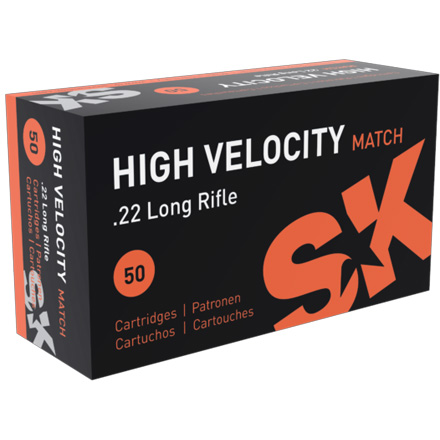 SK High Velocity Match 22 Long Rifle 40 Grain Round Nose 50 Round Box