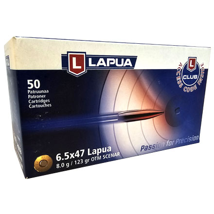 Lapua Ammunition 6.5x47 Lapua 123 Grain Scenar OTM 50 Rounds